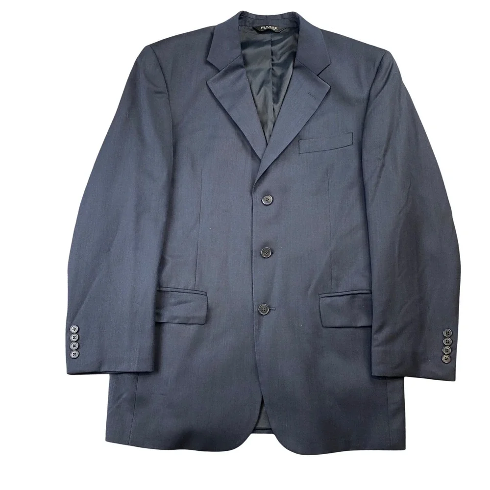 Jos A Bank Mens 39R Navy Blue 100 Wool Blazer Sport Coat Made in Mexico